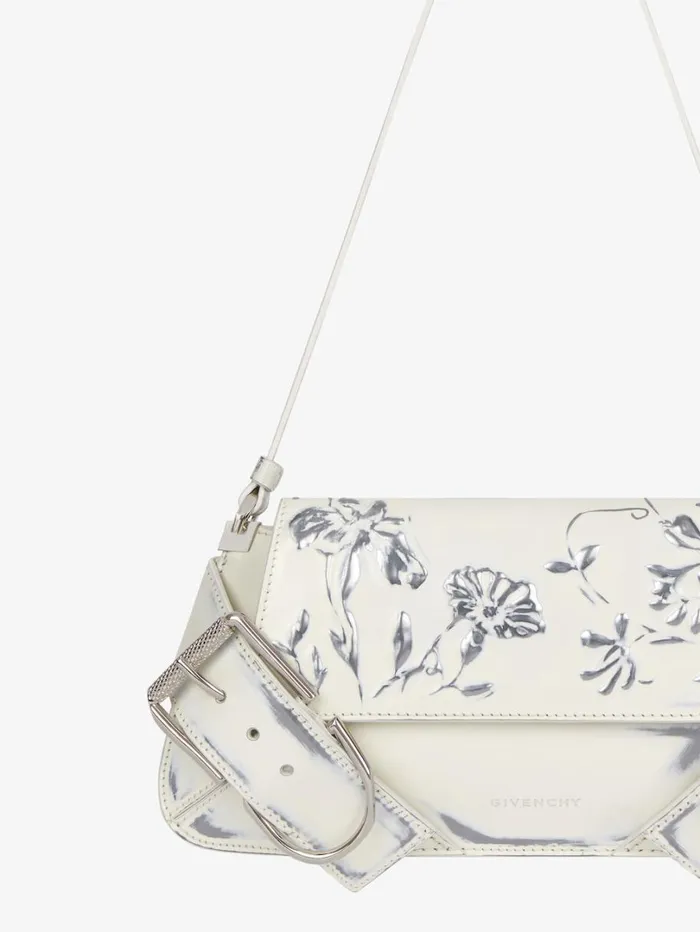 Givenchy Voyou Shoulder Flap Bag In Leather With Floral Pattern Ivory Women Shoulder Bags Givenchy Voyou Shoulder Flap Bag In Leather With Floral Pattern Ivory Women Shoulder Bags