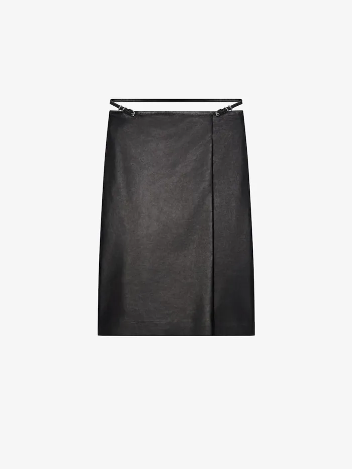Givenchy Voyou Wrap Skirt In Leather Black Women Skirts