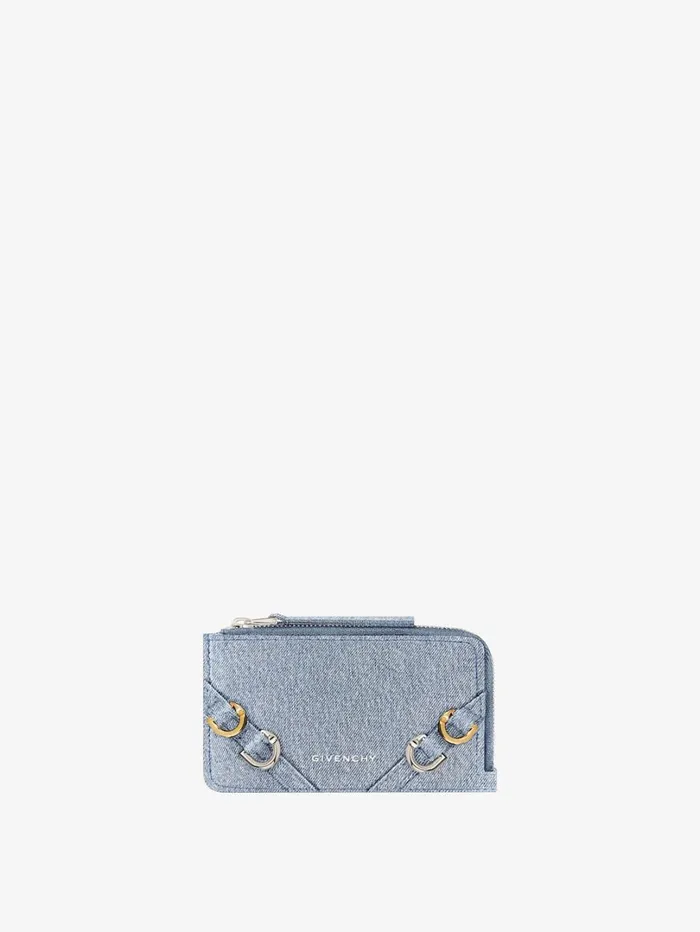 Givenchy Voyou Zipped Card Holder In Denim Medium Blue Women Wallets and Card Holders Givenchy Voyou Zipped Card Holder In Denim Medium Blue Women Wallets and Card Holders