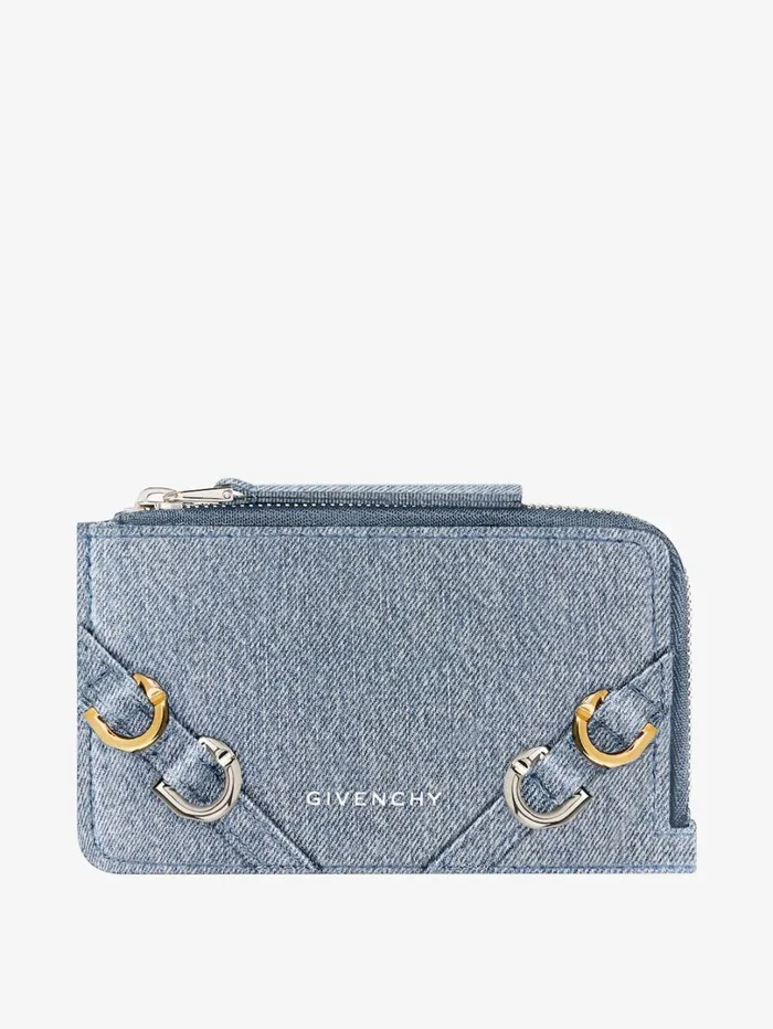 Givenchy Voyou Zipped Card Holder In Denim Medium Blue Women Wallets and Card Holders Givenchy Voyou Zipped Card Holder In Denim Medium Blue Women Wallets and Card Holders