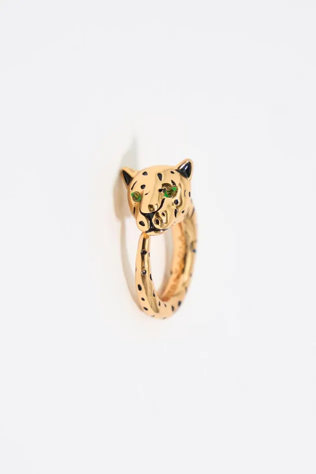 Gold And Black Panther Hoop Earrings Green Women Bimba Y Lola Earrings Gold And Black Panther Hoop Earrings Green Women Bimba Y Lola Earrings