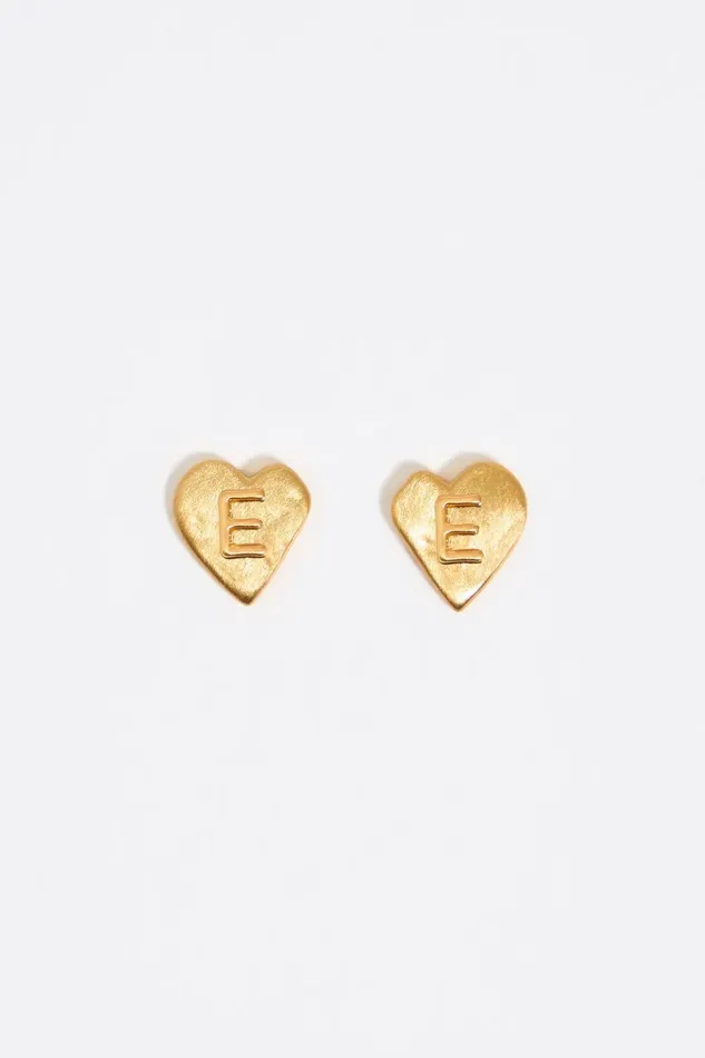 Gold Heart Letter E Earrings Gold Women Bimba Y Lola Alphabet