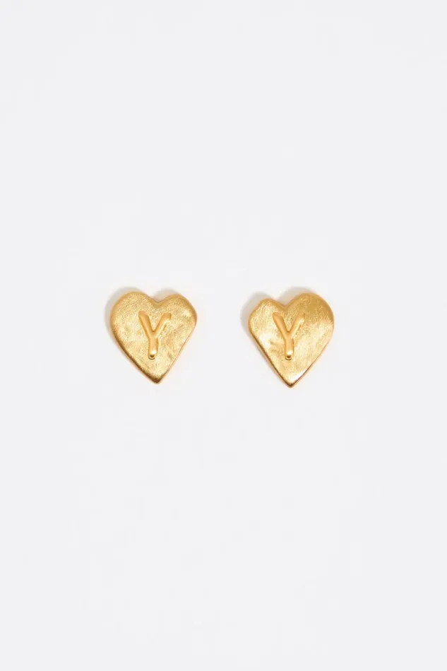 Gold Heart Letter Y Earrings Gold Women Bimba Y Lola Alphabet