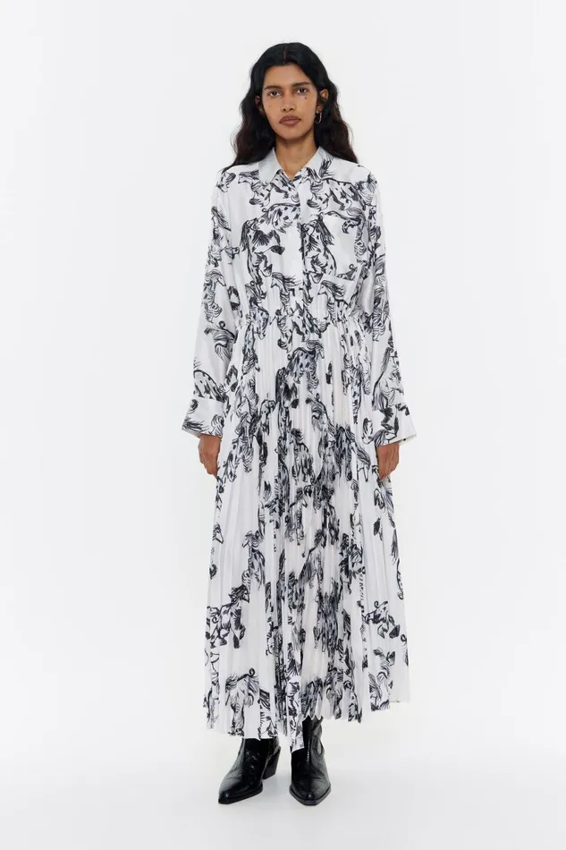 Gray Greyhound Pleated Shirt Dress Galgo Big Grey Women Bimba Y Lola Dresses And Jumpsuits Gray Greyhound Pleated Shirt Dress Galgo Big Grey Women Bimba Y Lola Dresses And Jumpsuits
