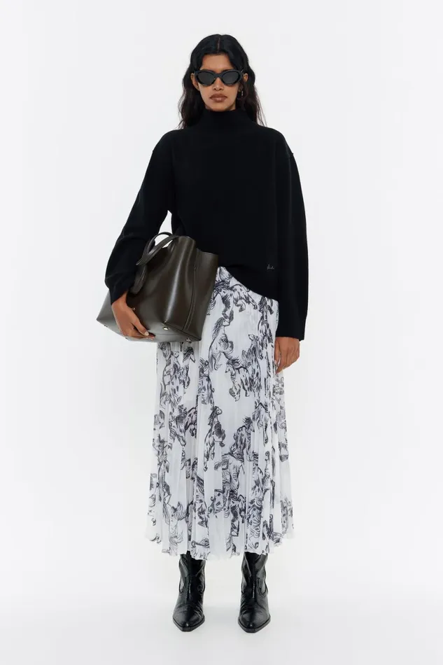 Grey Greyhound Pleated Midi Skirt Galgo Big Grey Women Bimba Y Lola Skirts Grey Greyhound Pleated Midi Skirt Galgo Big Grey Women Bimba Y Lola Skirts