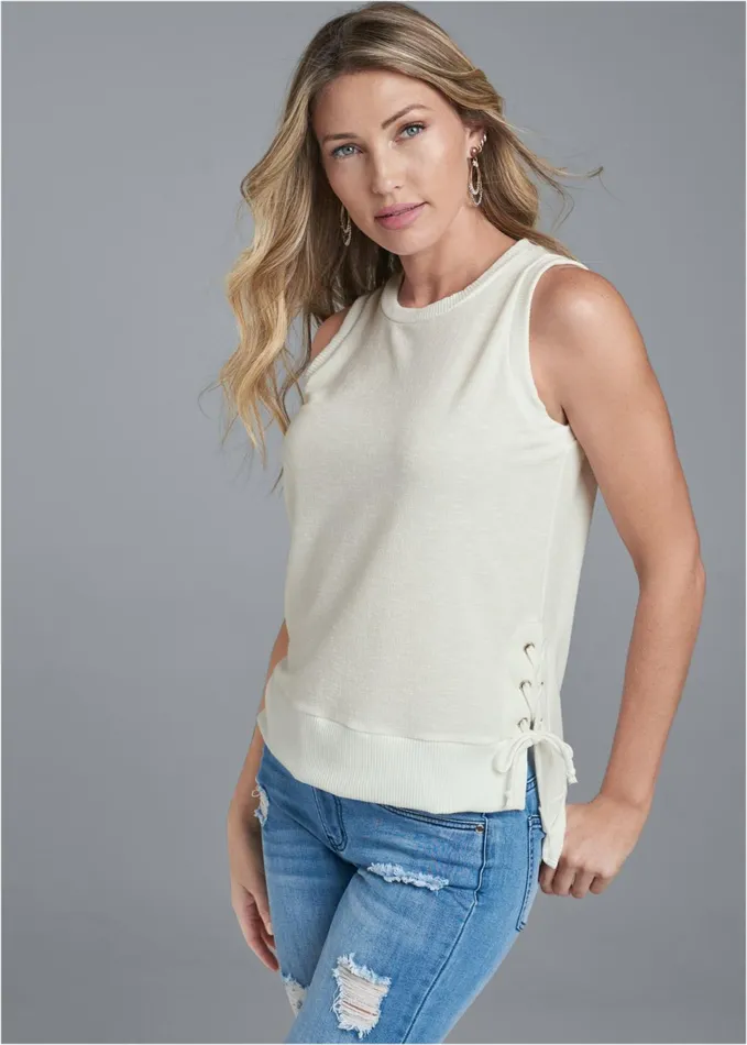 GROMMET TIERED TOP White Women VENUS Casual Tops