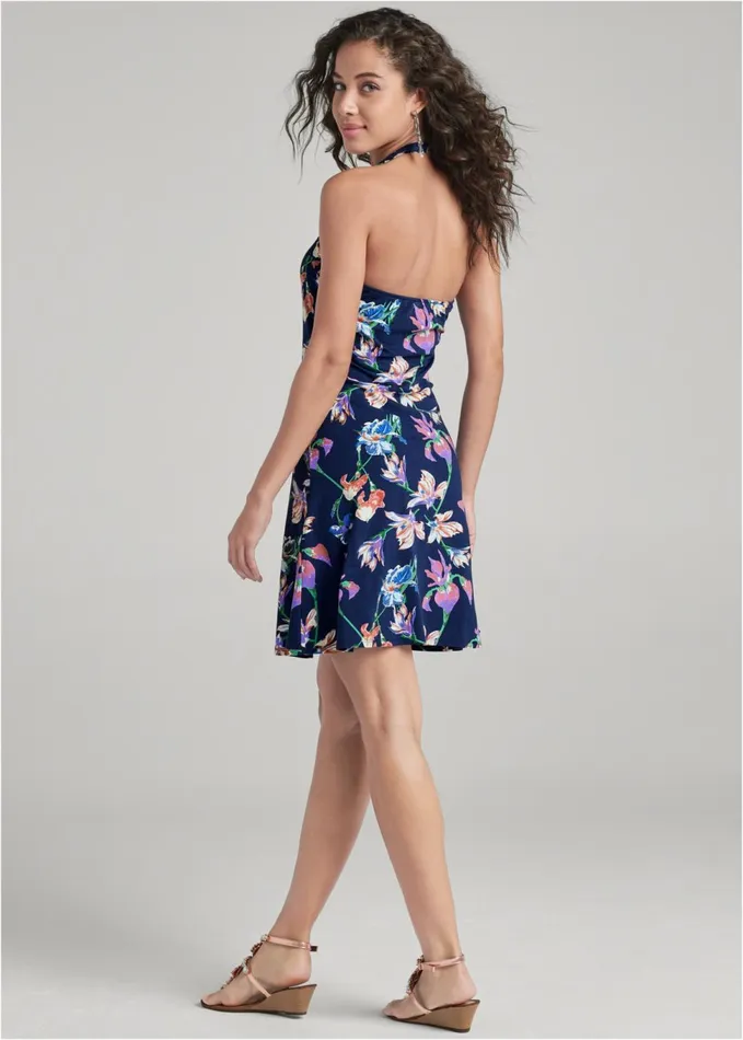 HALTER NECK DRESS Navy Multi Women VENUS Casual Dresses