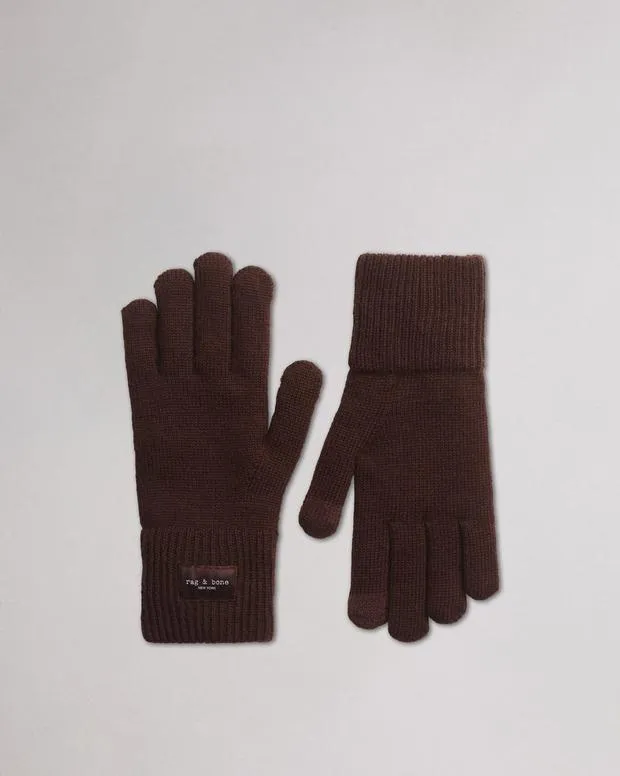Hats and Gloves Women Rag and Bone Addison Tech Gloves Chocolate Brown