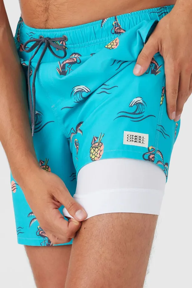 HERMOSA ELASTIC WAIST LINED 17034 SWIM TRUNKS Peacock Blue Men O039NEILL Type