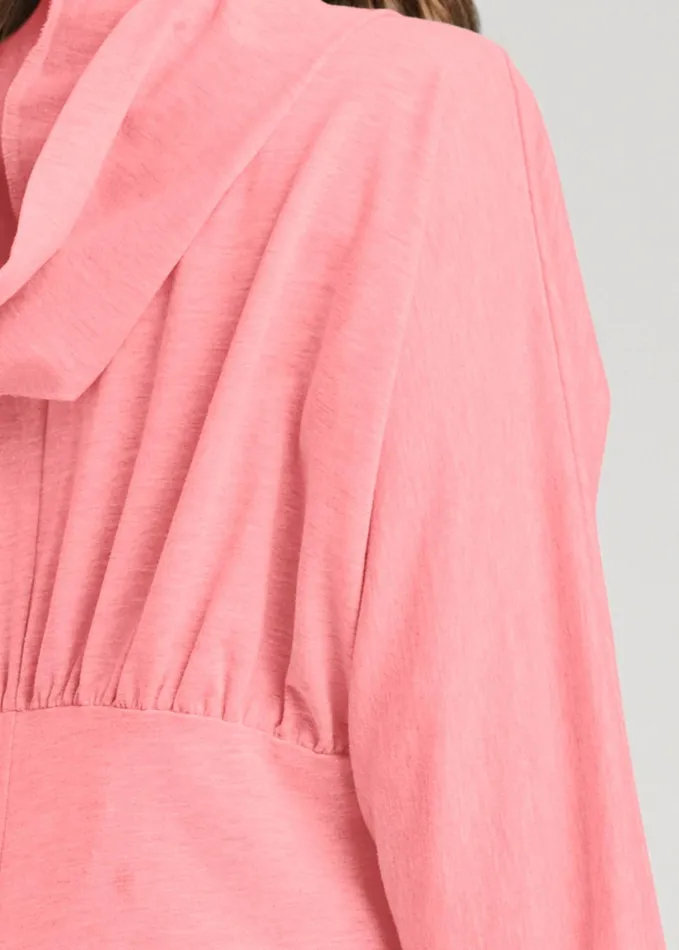 HOODED FRONT ZIPPER DRESS Heather Red Women VENUS Dresses