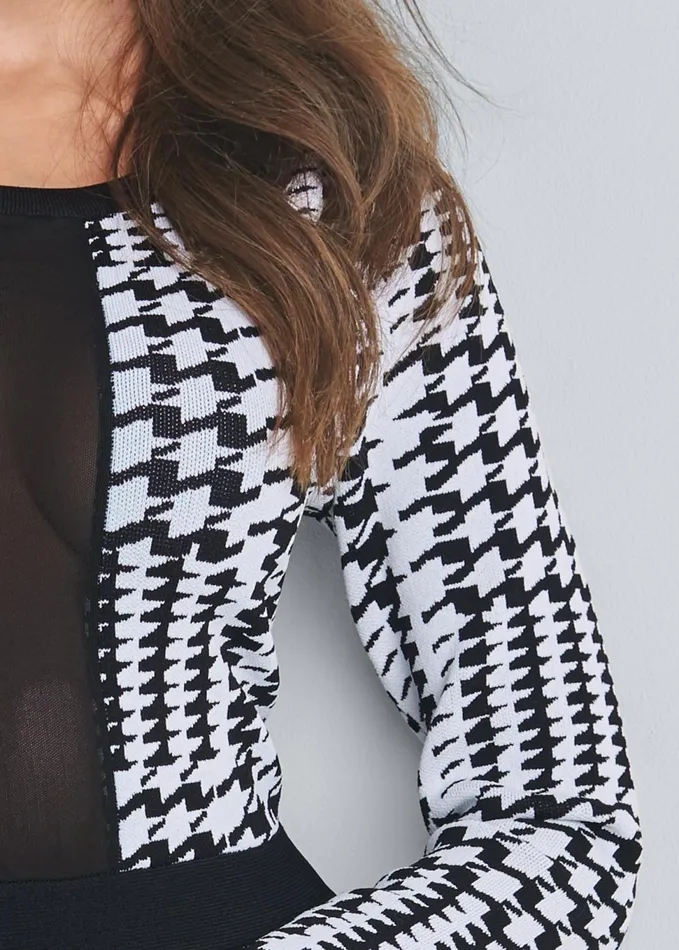 HOUNDSTOOTH BANDAGE DRESS Black Multi Women VENUS Short Dresses