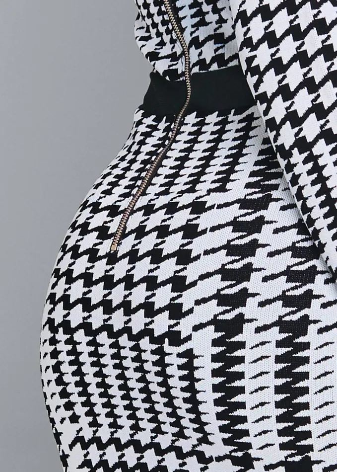 HOUNDSTOOTH BANDAGE DRESS Black Multi Women VENUS Short Dresses