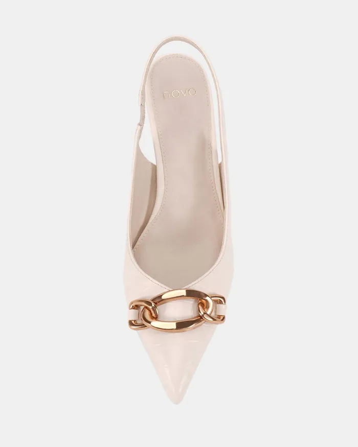 IDALIA CREAM CROC Pumps Women Party NOVO Shoes