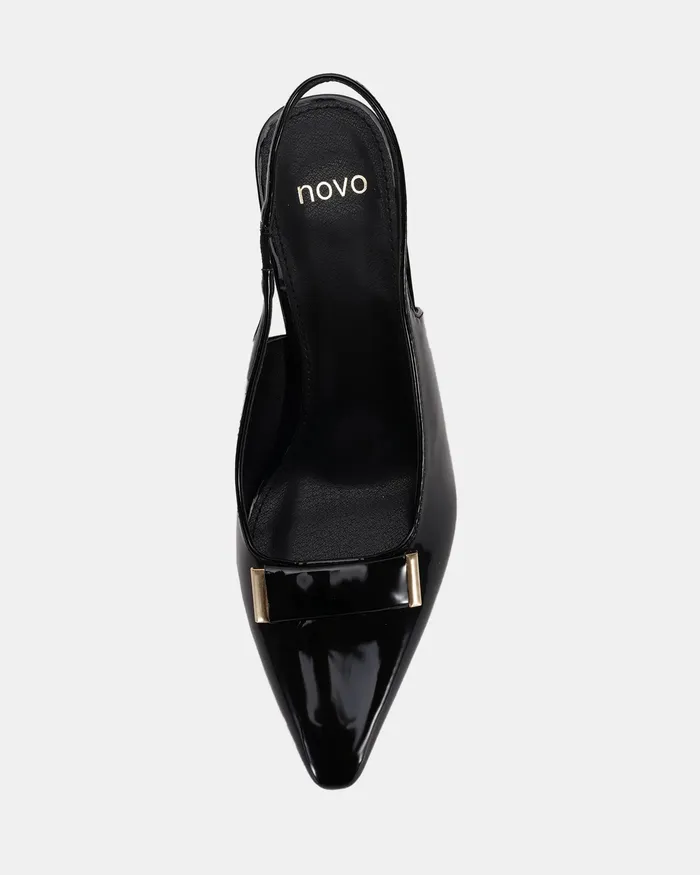 IROSA Black Patent Pumps Women Stilettos NOVO Shoes