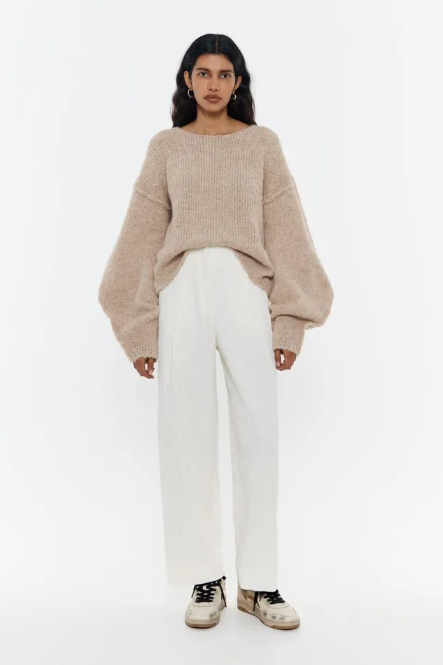 Ivory Darted Carrot Leg Trousers Ivory Women Bimba Y Lola Trousers