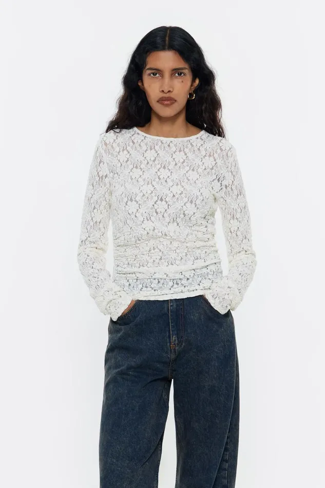 Ivory Jacquard Fitted Tshirt Ivory Women Bimba Y Lola TShirts