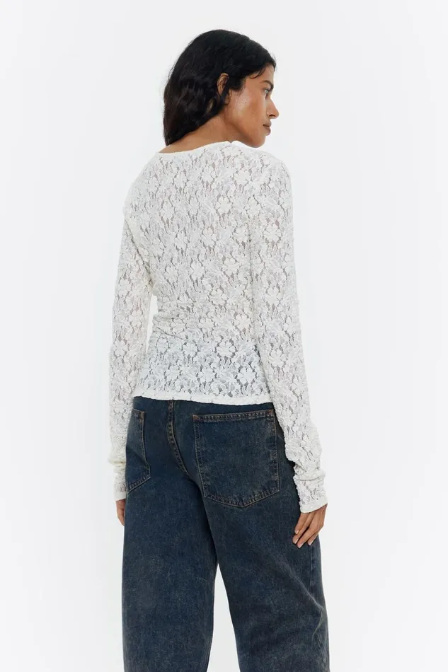 Ivory Jacquard Fitted Tshirt Ivory Women Bimba Y Lola TShirts Ivory Jacquard Fitted Tshirt Ivory Women Bimba Y Lola TShirts