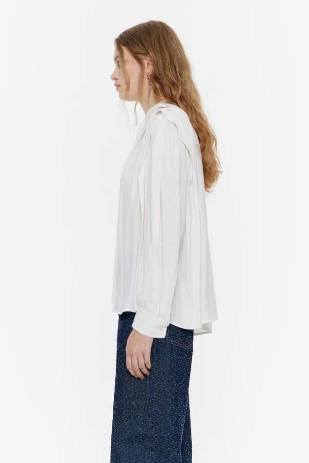Ivory Pleats Blouse Ivory Women Bimba Y Lola Shirts Ivory Pleats Blouse Ivory Women Bimba Y Lola Shirts