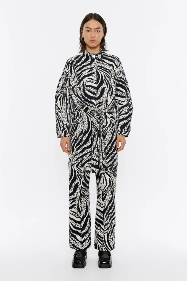 Ivory Zebra Cargo Jumpsuit Zebra Ivory Women Bimba Y Lola Dresses And Jumpsuits Ivory Zebra Cargo Jumpsuit Zebra Ivory Women Bimba Y Lola Dresses And Jumpsuits