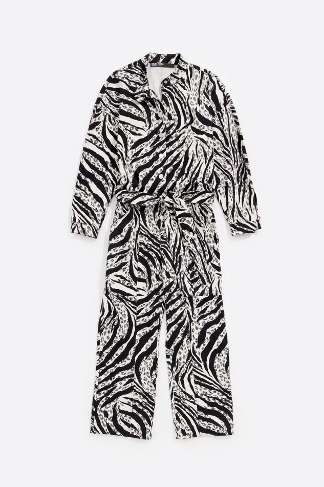 Ivory Zebra Cargo Jumpsuit Zebra Ivory Women Bimba Y Lola Dresses And Jumpsuits Ivory Zebra Cargo Jumpsuit Zebra Ivory Women Bimba Y Lola Dresses And Jumpsuits
