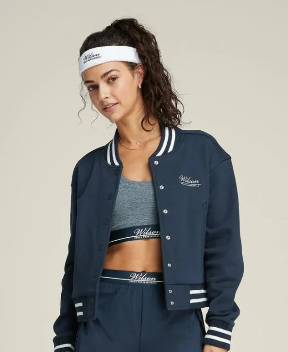Jackets and Vests Women Wilson Hudson Cropped Varsity Bomber Classic Navy