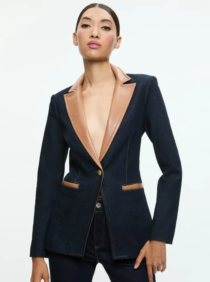 Jackets Coats Women Alice Olivia Breann Fitted Blazer Dark Rinse