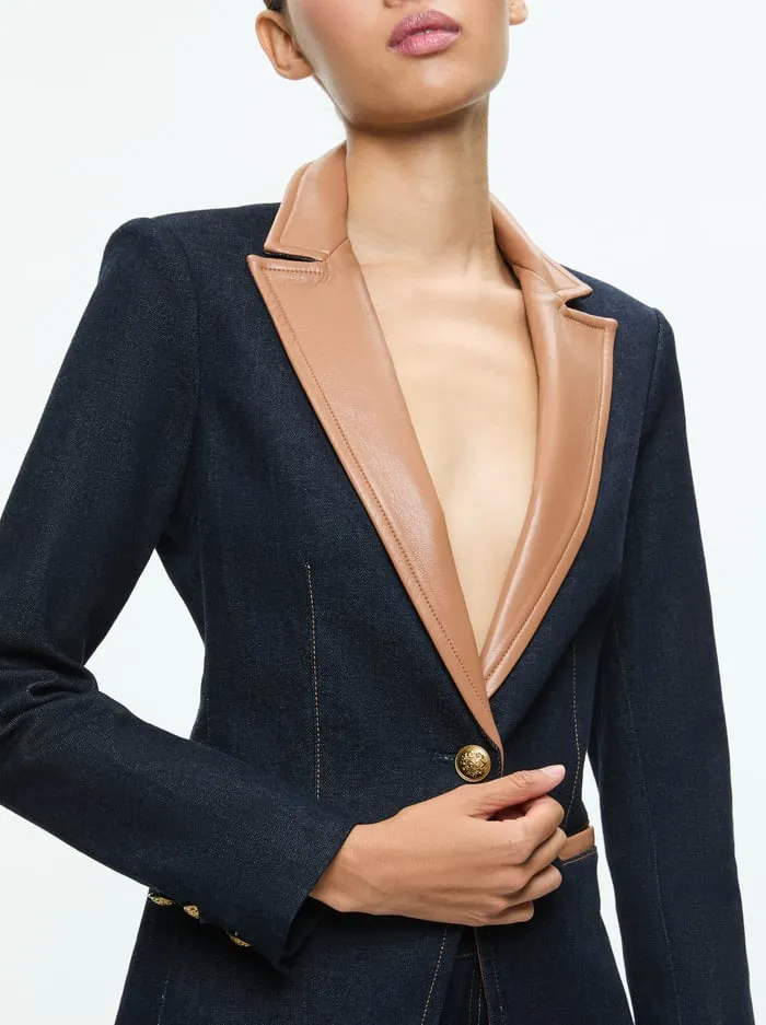 Jackets Coats Women Alice Olivia Breann Fitted Blazer Dark Rinse