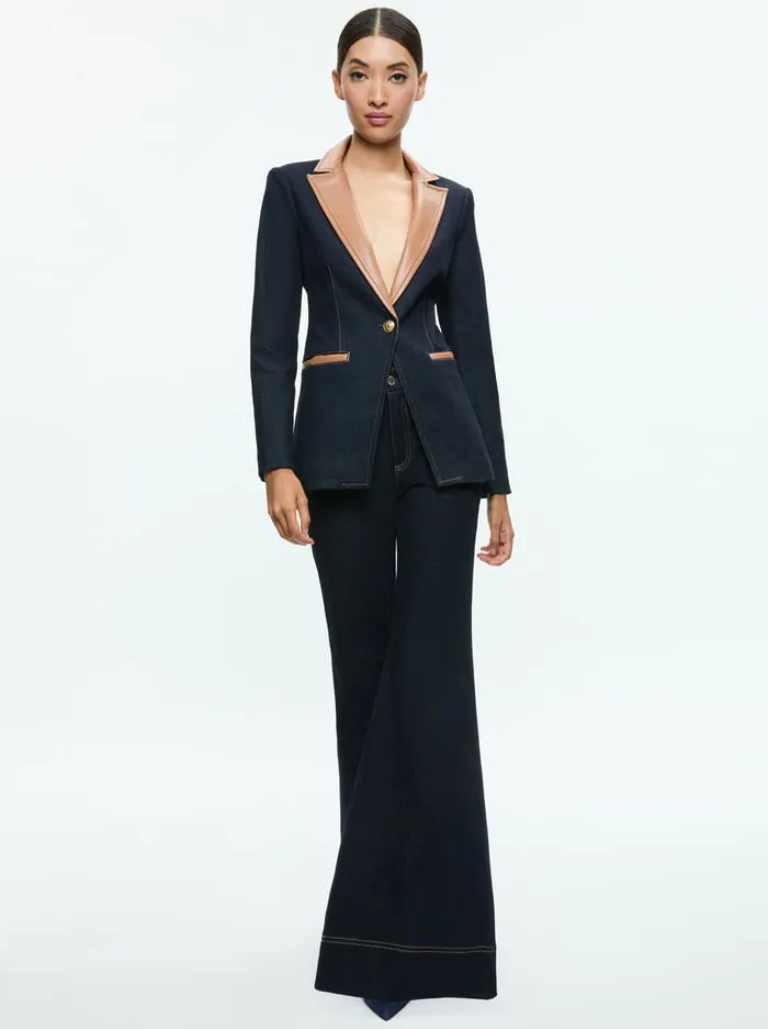 Jackets Coats Women Alice Olivia Breann Fitted Blazer Dark Rinse