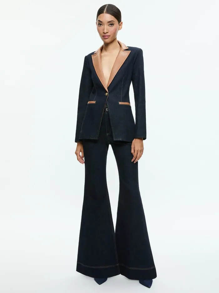 Jackets Coats Women Alice Olivia Breann Fitted Blazer Dark Rinse