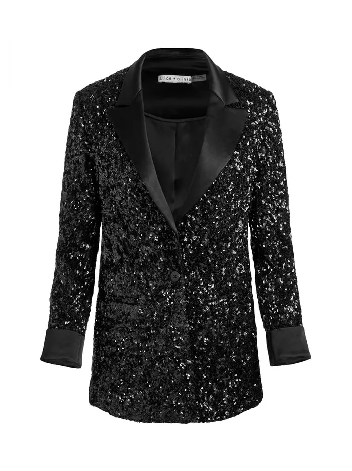 Jackets Coats Women Alice Olivia Justin Sequin Blazer Black