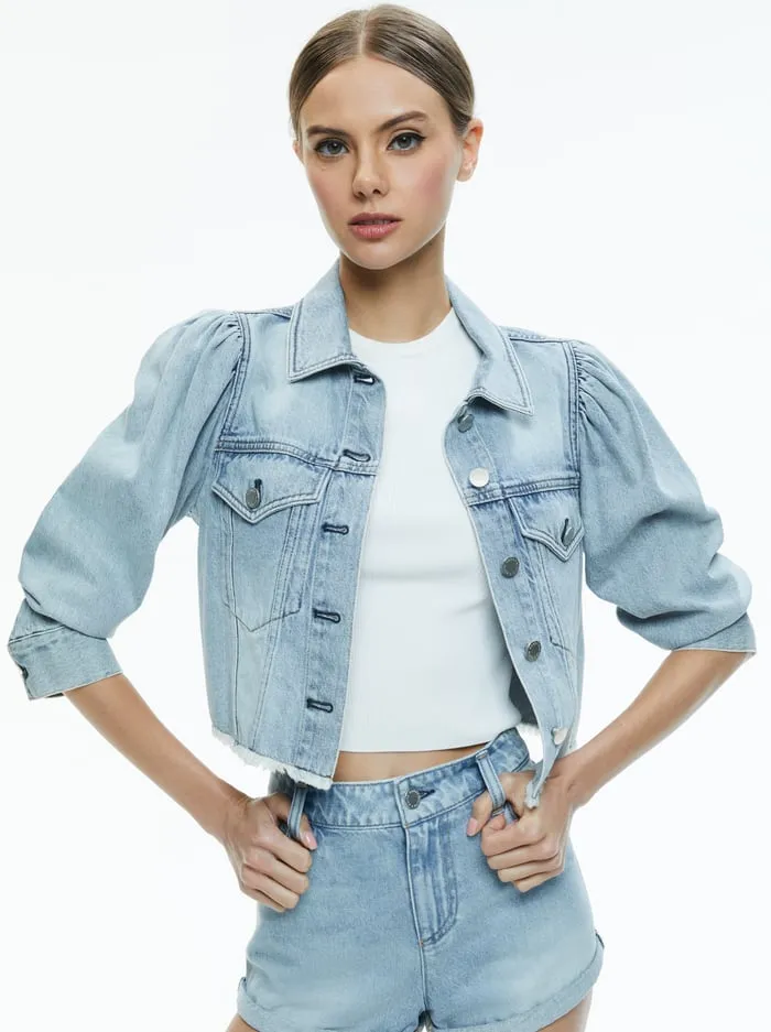 Jackets Coats Women Alice Olivia Lana Denim Jacket Rockstar Blue