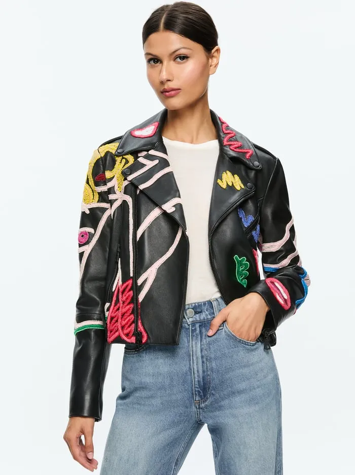 Jackets Coats Women Alice Olivia Tom Wesselmann Cody Leather Moto Jacket Natural Beauty