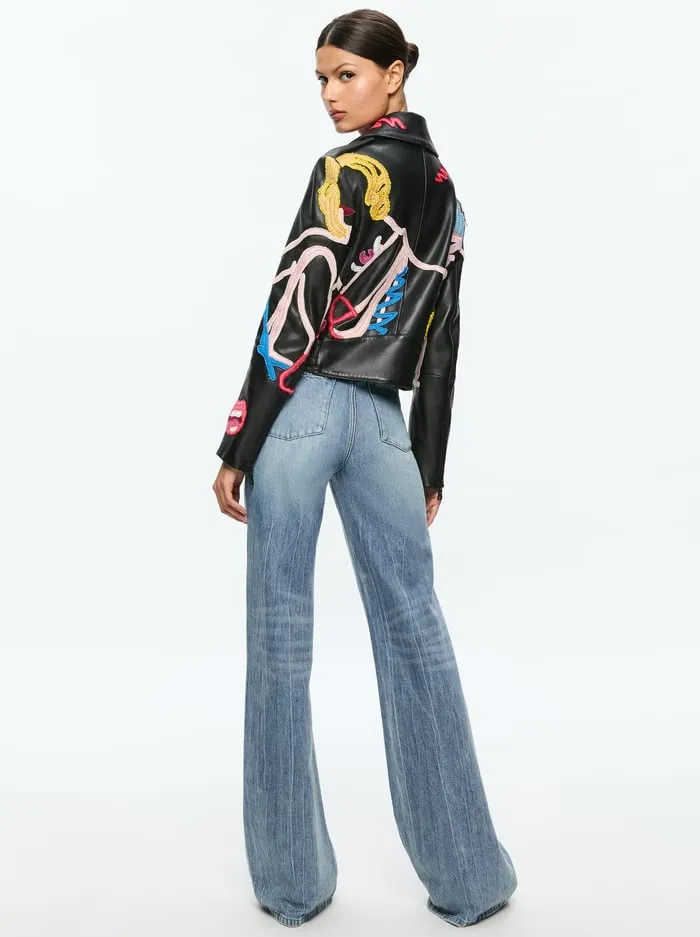 Jackets Coats Women Alice Olivia Tom Wesselmann Cody Leather Moto Jacket Natural Beauty