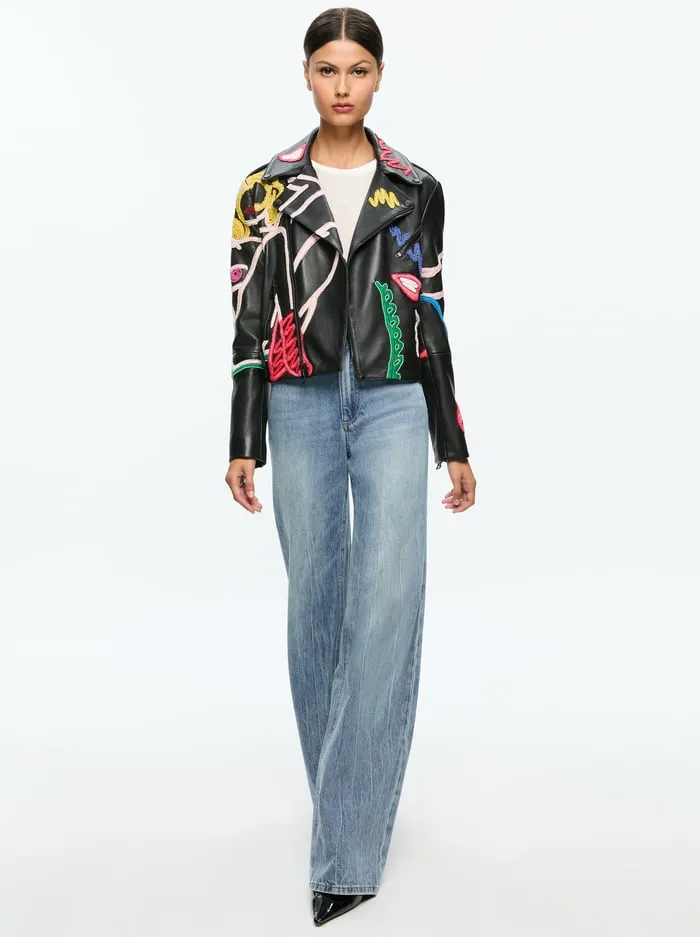Jackets Coats Women Alice Olivia Tom Wesselmann Cody Leather Moto Jacket Natural Beauty