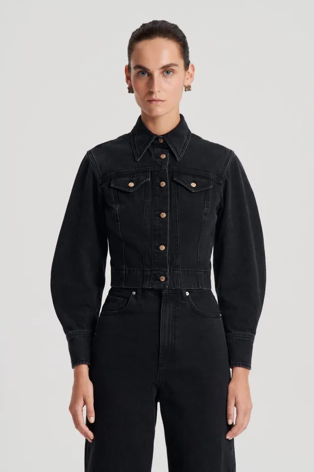 Jackets Women Scanlan Theodore DENIM JACKET Washedblackg Jackets Women Scanlan Theodore DENIM JACKET Washedblackg