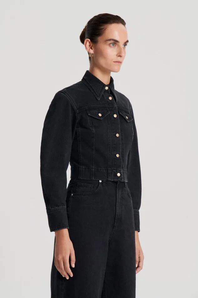 Jackets Women Scanlan Theodore DENIM JACKET Washedblackg Jackets Women Scanlan Theodore DENIM JACKET Washedblackg