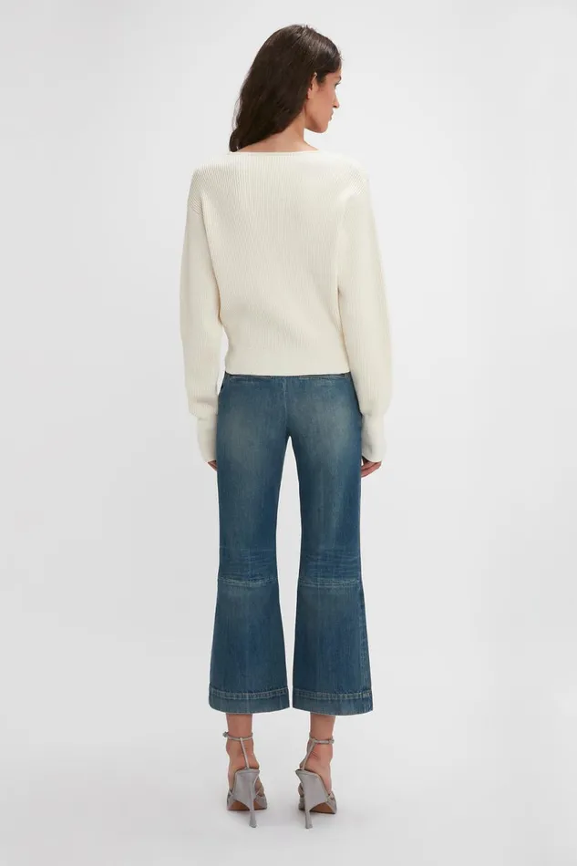 Jeans Women Victoria Beckham Cropped Kick Jean In Indigrey Wash