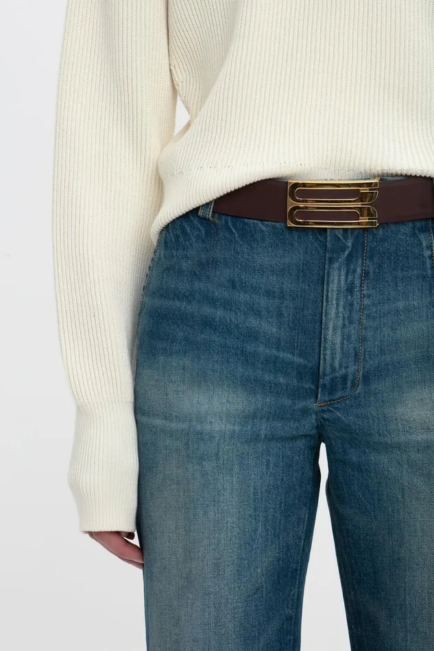 Jeans Women Victoria Beckham Cropped Kick Jean In Indigrey Wash