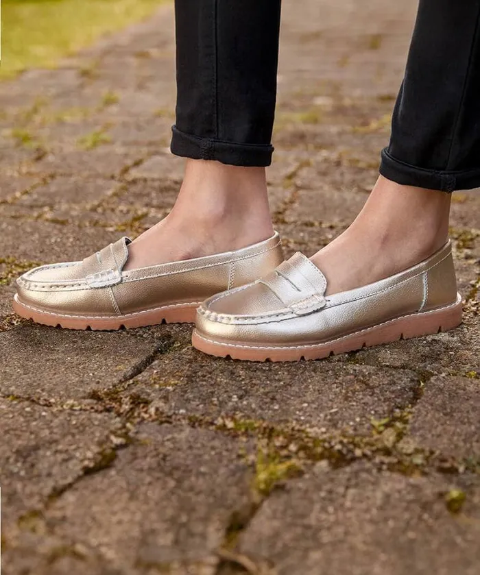 Joe Browns Shoes Sandals and Boots Women Moonlight Harbour Leather Loafer Gold Joe Browns Shoes Sandals and Boots Women Moonlight Harbour Leather Loafer Gold
