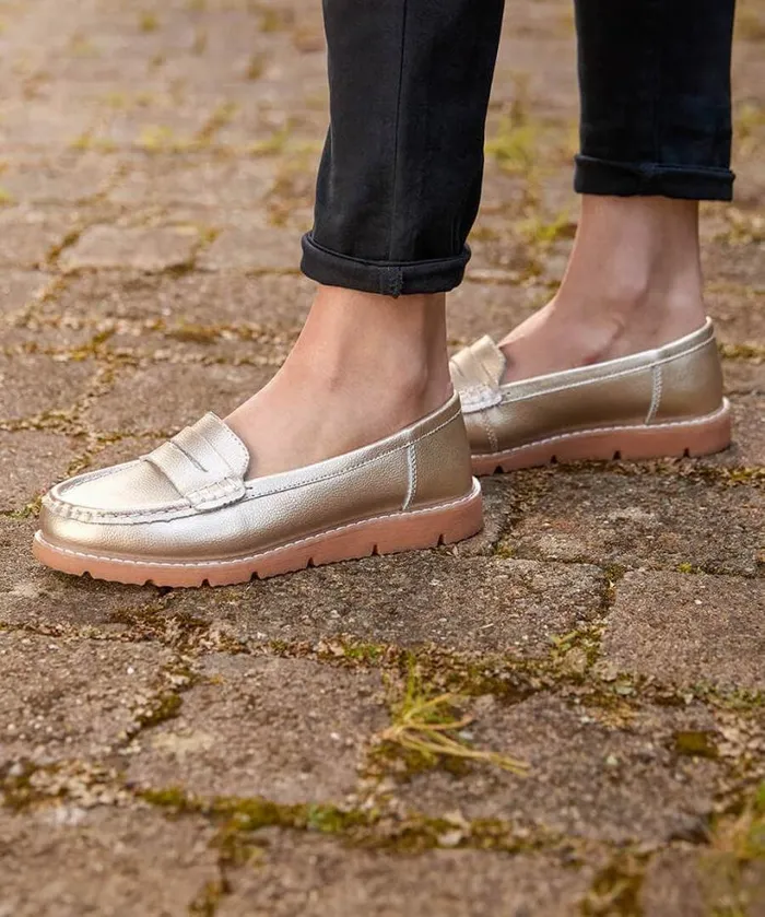 Joe Browns Shoes Sandals and Boots Women Moonlight Harbour Leather Loafer Gold Joe Browns Shoes Sandals and Boots Women Moonlight Harbour Leather Loafer Gold