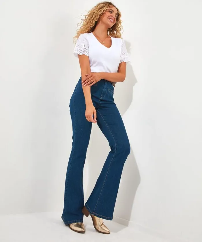 Joe Browns Tops Tunics and Blouses Women Broderie Sleeve Tee White Joe Browns Tops Tunics and Blouses Women Broderie Sleeve Tee White