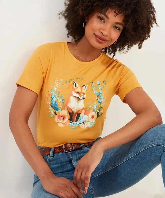 Joe Browns Tops Tunics and Blouses Women Foxy TShirt Ochre
