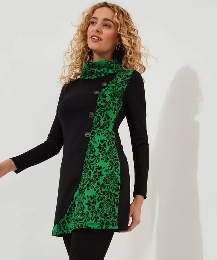 Joe Browns Tops Tunics and Blouses Women Joyous Jacquard Tunic Green