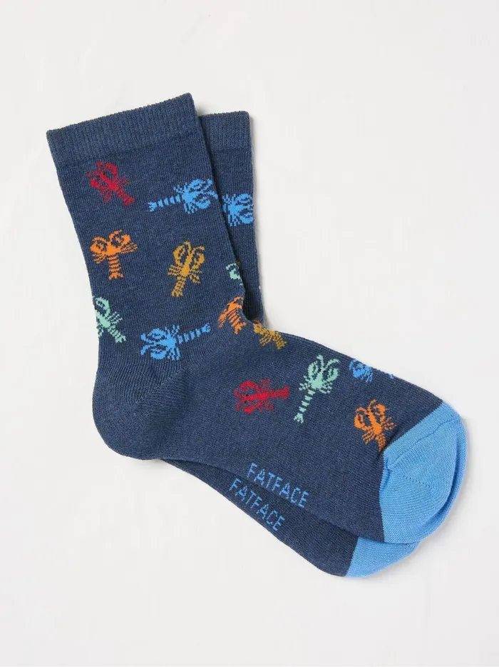 Kids 3 For 2 Socks Fat Face Navy Blue Lobster Socks 1 Pack