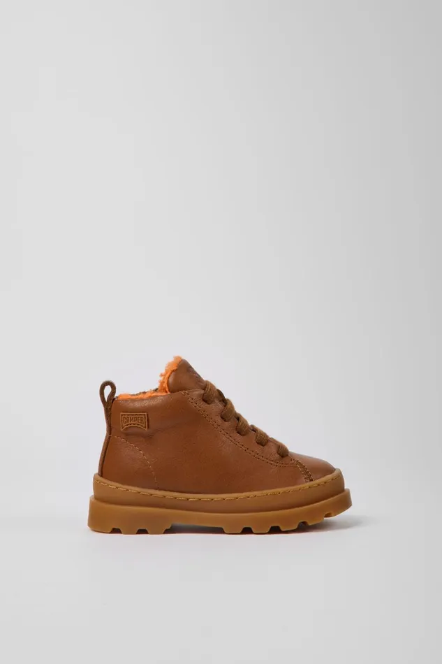 Kids Brutus Brown Leather Laceup Boots Camper Boots Kids Brutus Brown Leather Laceup Boots Camper Boots