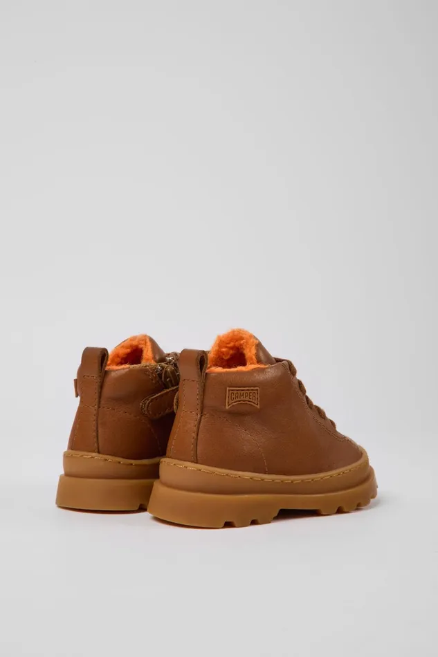Kids Brutus Brown Leather Laceup Boots Camper Boots Kids Brutus Brown Leather Laceup Boots Camper Boots
