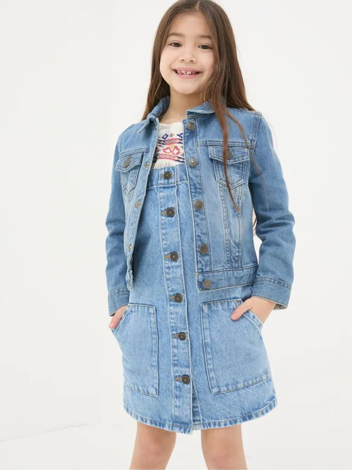 Kids Coats and Jackets Fat Face Light Blue Plain Denim Jacket