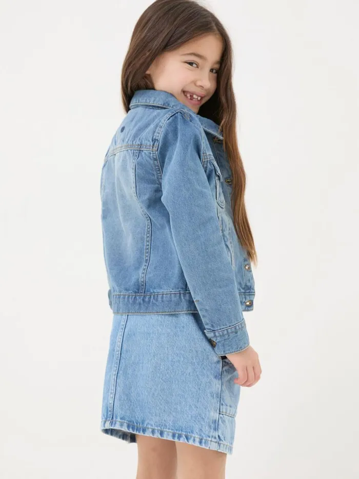 Kids Coats and Jackets Fat Face Light Blue Plain Denim Jacket