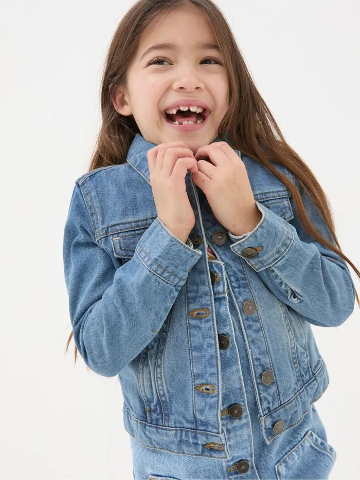 Kids Coats and Jackets Fat Face Light Blue Plain Denim Jacket