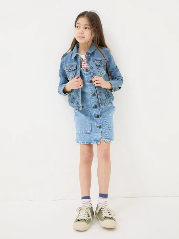 Kids Coats and Jackets Fat Face Light Blue Plain Denim Jacket